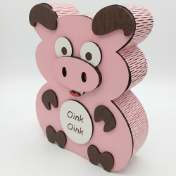 Różowa Skarbonka Świnka HDF 20x17x5 cm – Gotowa lub DIY |Skarbonkowo.pl