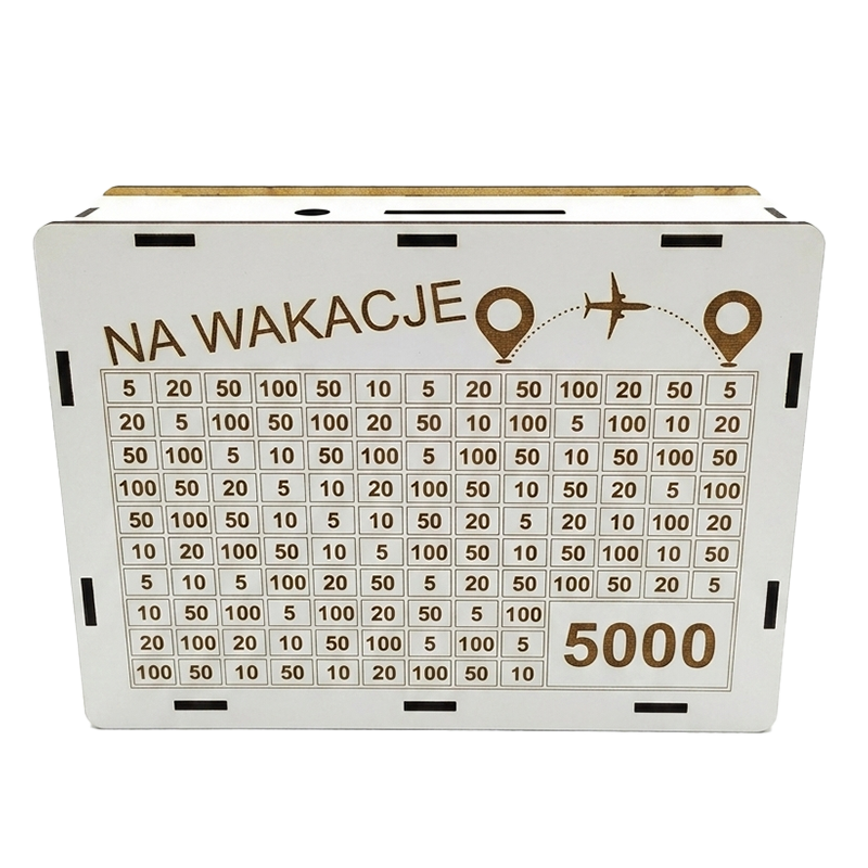 Skarbonka Na Wakacje 5000 zł - Skarbonka Wykreślanka | Skarbonkowo.pl