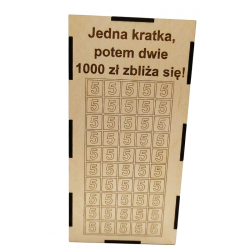 Skarbonka na 5 zł – cel 1000 zł | Skarbonka z tabelką do skreślania