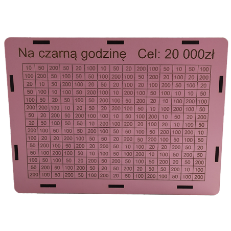 Różowa Skarbonka Wyzwanie 20000zł Na Czarną Godzinę Sklejona HDF